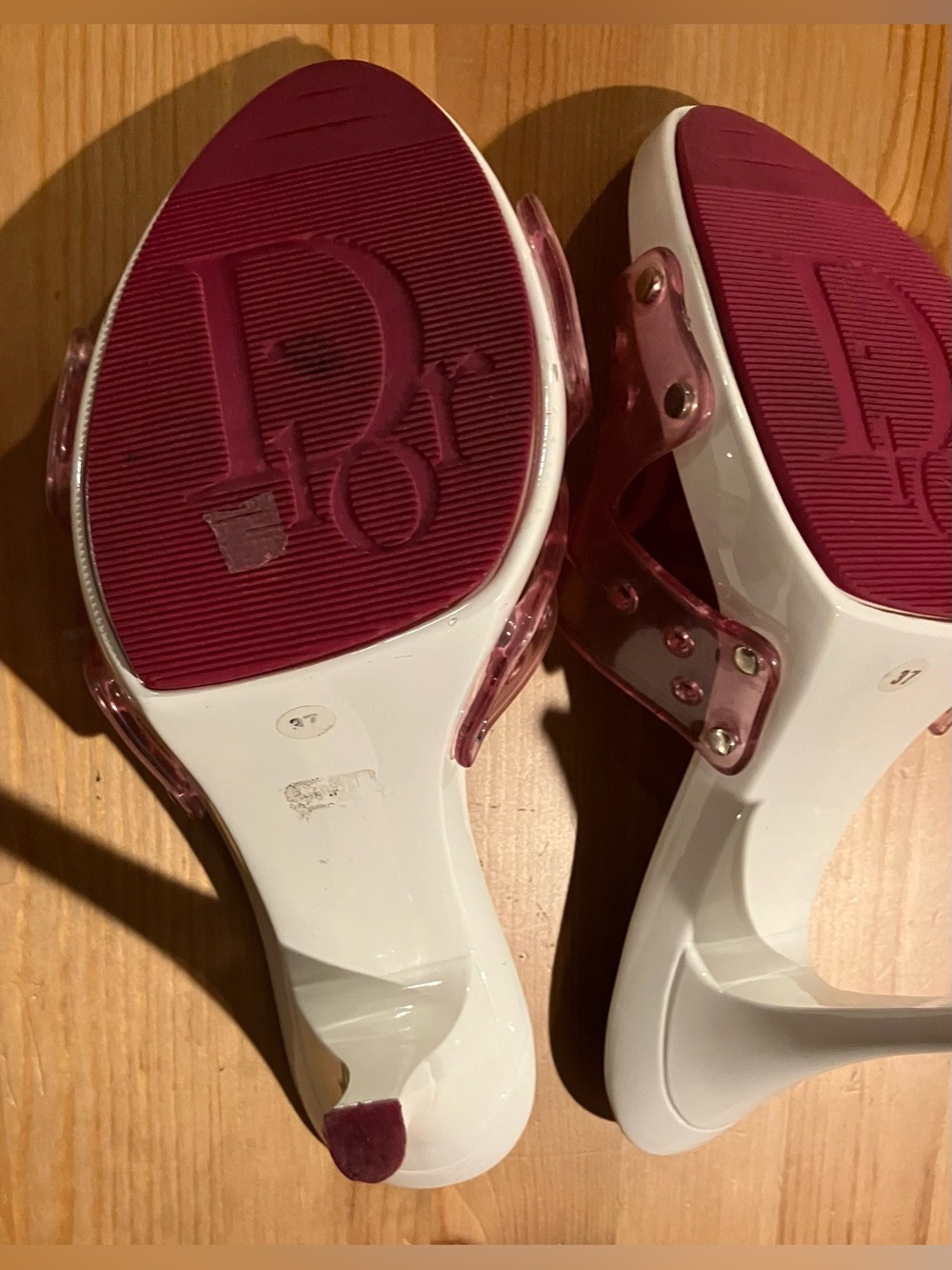 EUC RARE Christian Dior Clear Red/White Logo Slide Mules John Galiano Sz 37/7 - Picture 10 of 13
